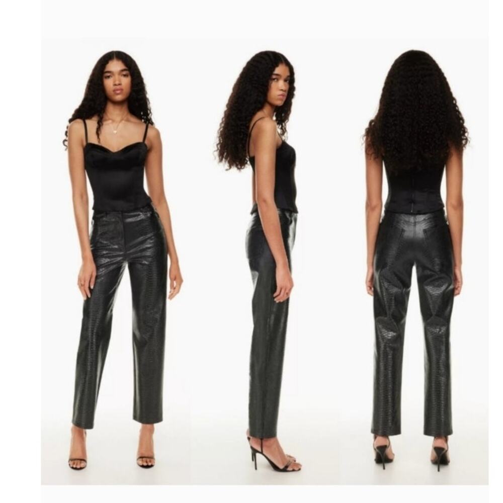 Wilfred Aritzia The Melina Pant Faux Leather Croc Snakeskin embossed 4